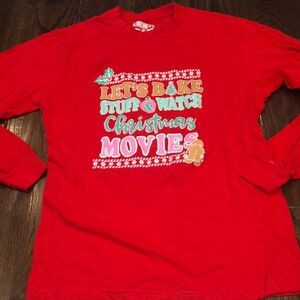 Let’s bake stuff and watch Christmas movies red longsleeve T-shirt size medium